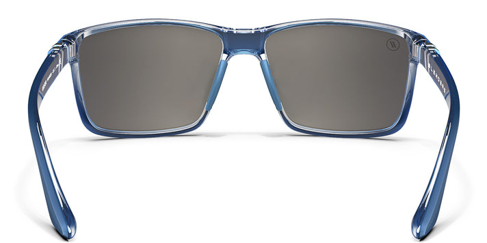 Ghoster Polarized Sunglasses - SilverLenses With Blue with Gloss Crystal  Clear Frames