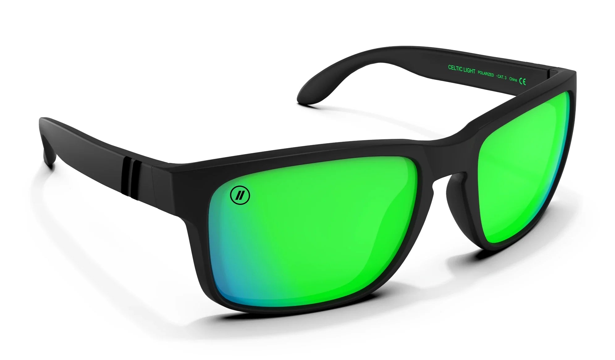 Celtic Light Polarized Sunglasses - Green Mirror Lens & Black Frame Sunglasses | $48 US | Blenders Eyewear