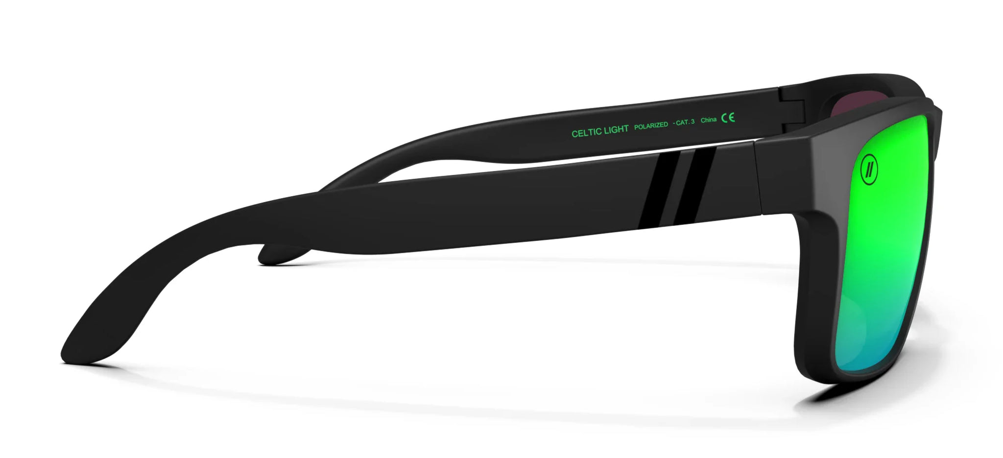 Celtic Light Polarized Sunglasses - Green Mirror Lens & Black Frame Sunglasses | $48 US | Blenders Eyewear