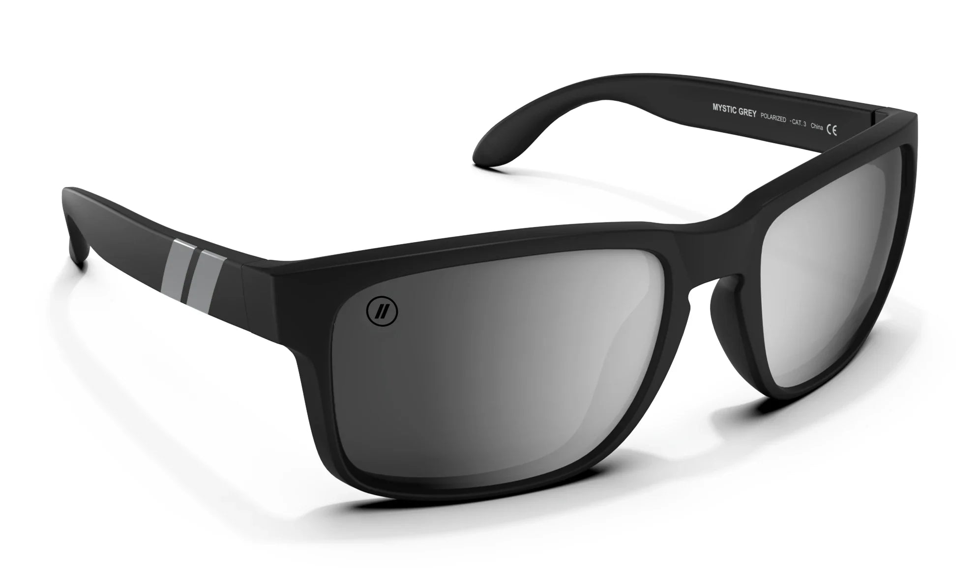 Mystic Grey Polarized Sunglasses - Matte Black Wrap Around Frame & Silver Mirror Lens Sunglasses | $48 US | Blenders Eyewear