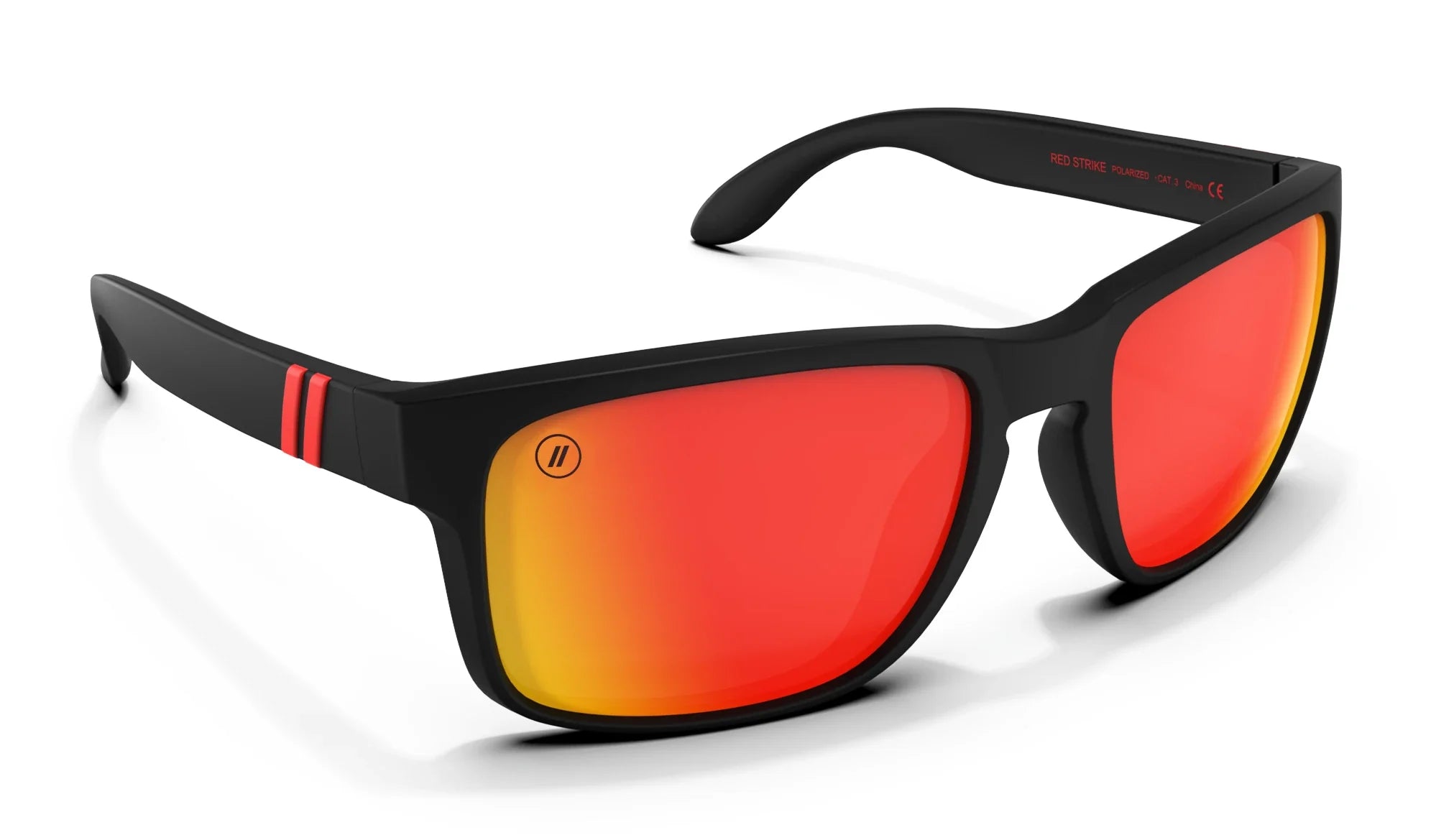 Red Strike Polarized Sunglasses - Black Frame & Red Mirror Lens Sunglasses | $48 US | Blenders Eyewear