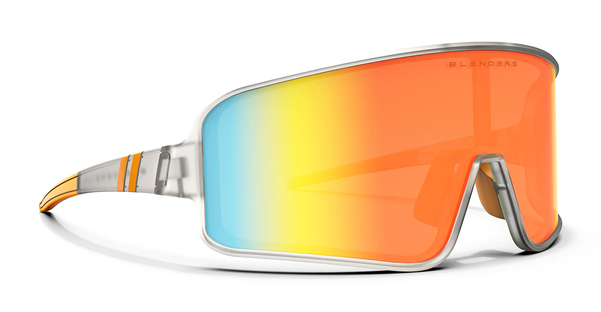 Saturn Cloud Polarized Sunglasses - Half Transparent Clear Wrap Around Frame & Orange Mirror Lens