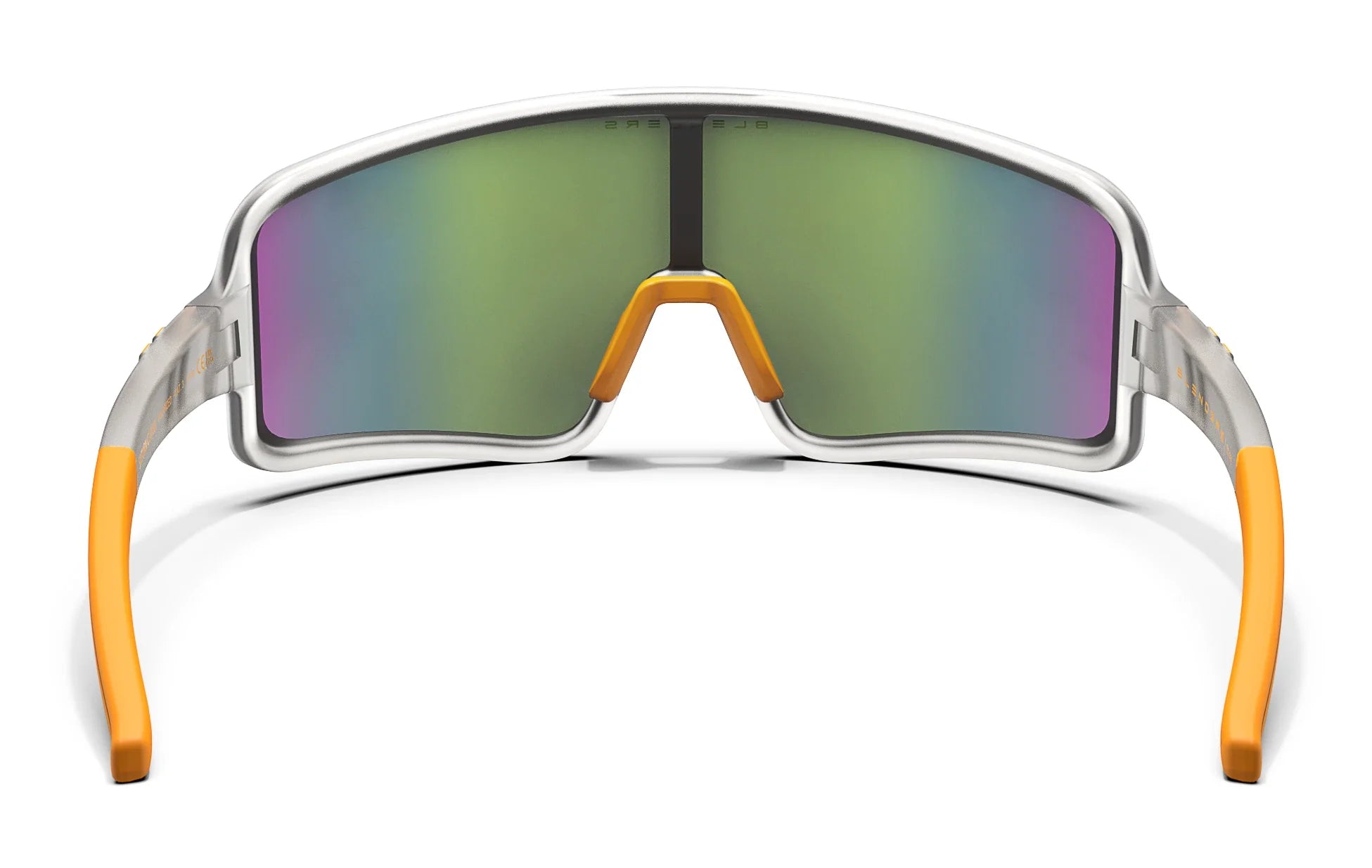 Saturn Cloud Polarized Sunglasses - Half Transparent Clear Wrap Around Frame & Orange Mirror Lens Sunglasses | $58 US | Blenders Eyewear