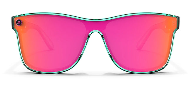 Dance Electric Polarized Sunglasses - Hot Pink Shield Lens & Teal Cat Eye Frame Sunglasses | $58 US | Blenders Eyewear