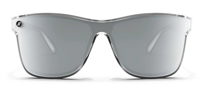 Millenia X2 Silver Strike Polarized Sunglasses - silver Mirrored Shield Lens & Crystal Clear Eye Frame Sunglasses | $59 US | Blenders Eyewear