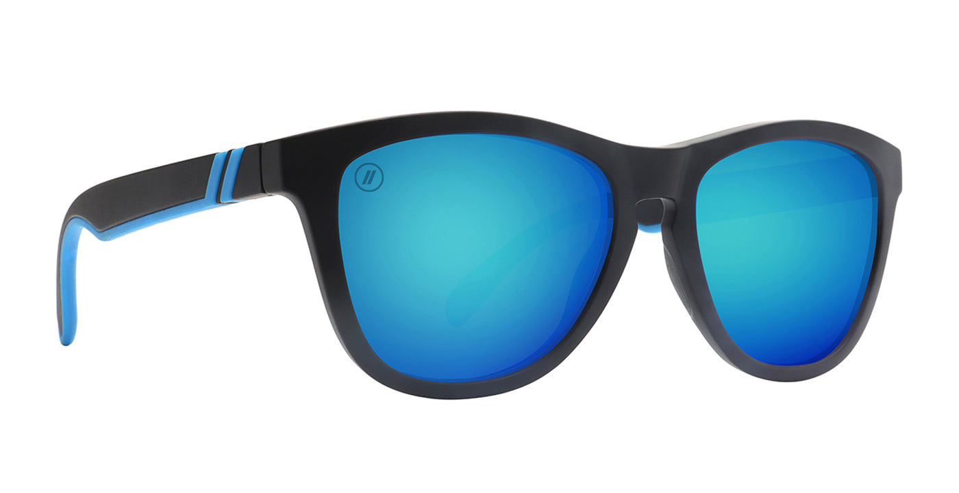 Waterlight Polarized Sunglasses - Round Black Frame & Blue Lens