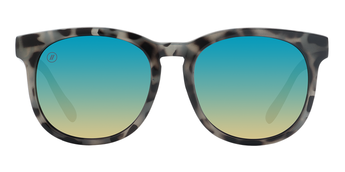 Aloha Spice Round Sunglasses - Polarized Blue Champagne Rainbow Lens With  Gloss Tortoise Frame