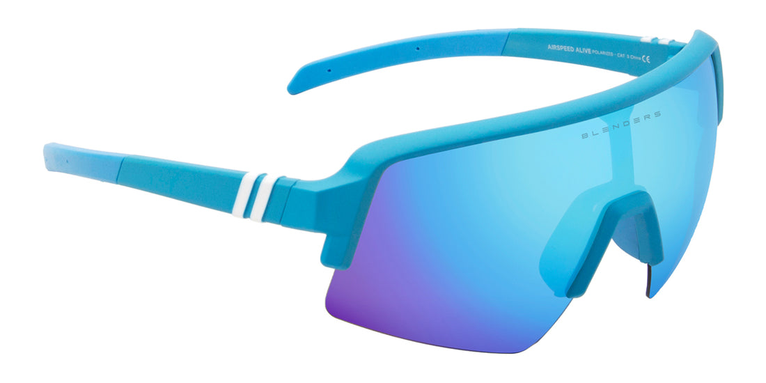 Airspeed Alive Polarized Sunglasses - Sky Blue Rubber Wrap Around Frame ...