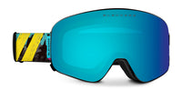 Arctic Motion | Aura Snow Goggles - Matte Black Frame With Black, Purple & Teal Strap & Arctic Blue Easy Swap Magnetic Lens