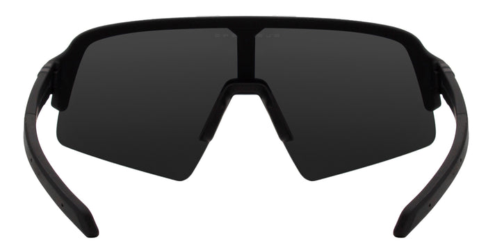 Bold Victory Polarized Sunglasses - Black Rubber Wrap Around Frame & Smoke  Black Single Lens