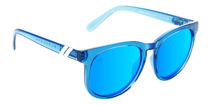 Ocean Dream Polarized Sunglasses - Oversized Cat Eye Crystal Blue Frame ...