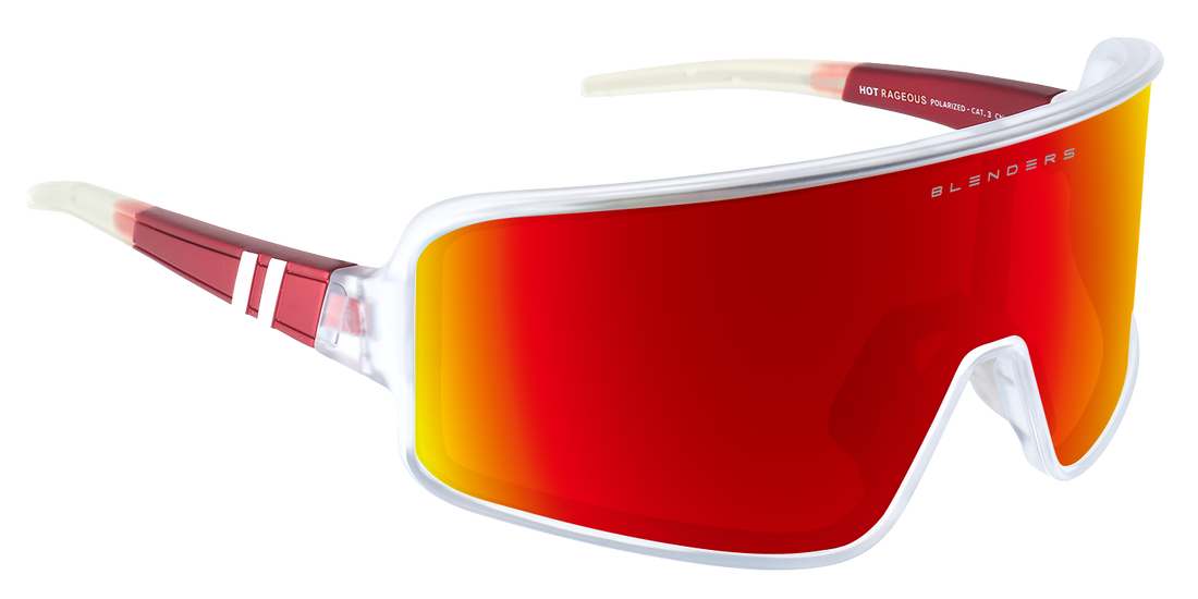 Hot Rageous Wrap Around Sunglasses - Polarized Red Lens & Crystal Clear ...